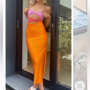 Orange/Pink cutout dress